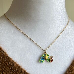Handmade Very Hungry Caterpillar 18K GOLD STAINLESS STEEL Necklace Teachers Gift